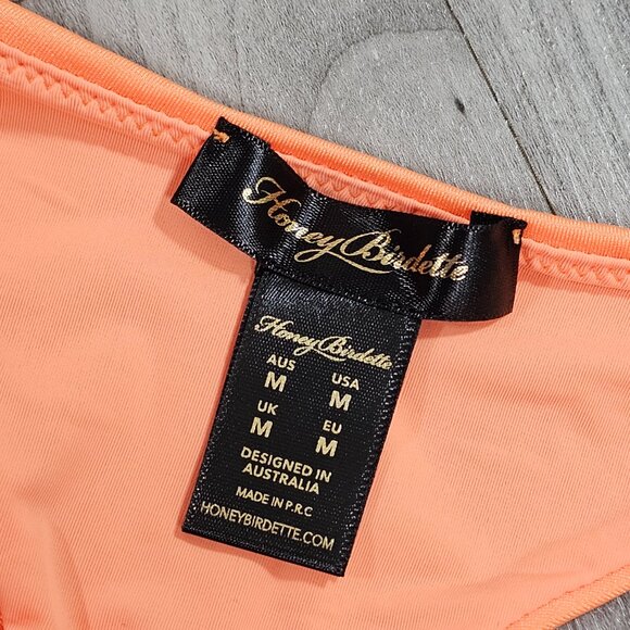 RARE Honey Birdette Athena Neon Orange Swim Thong Bottoms Size M - Picture 5 of 5